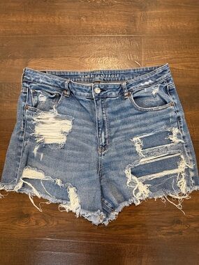 American Eagle Outfitters Distressed Light Blue Denim Mom Shorts